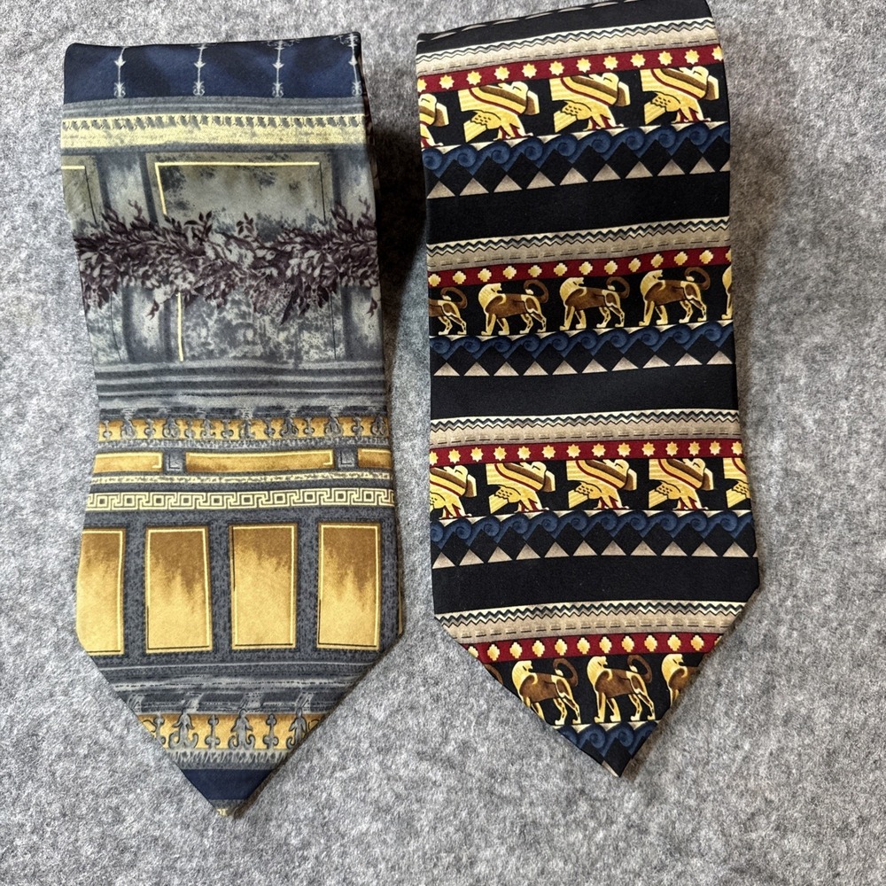 Lot x 2 VINTAGE Unicef 100% Silk Tie Men's Necktie Made in USA